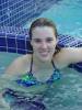Jill takes a moment to smile in the hot tub