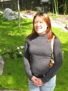 Posing for the camera at the Cal Poly Pomona Japanese garden 