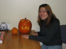 The fruits of our hard pumpkin carving work.  Too bad they did not last in time for Halloween.
