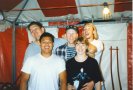 Cosper, Travis, Dave, Mike Ramos, and Patty haning out at the bowling ball booth in the 1st annual LMHS Carnival