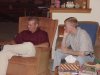 Sean and Travis, engulfed in watching television