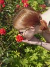 Harmony smells a rose