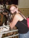 Harmony squeezes a goat