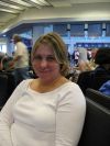 Suz, waiting for our flight to leave LAX