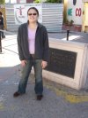 Melinda stands in Mexico and the United States at the same time.  No, this is not the Twilight Zone.